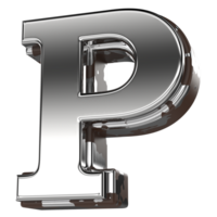 Silver Letter P 3d Rendering png