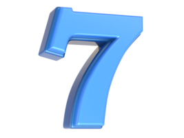 Blue Number 7 3D Rendering png