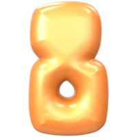 Gold Number 8 3D Render png