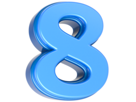 Blue Number 8 3D Rendering png