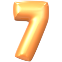 oro numero 7 3d rendere png