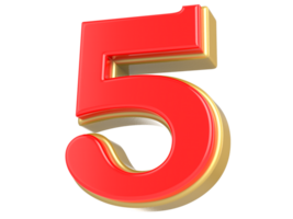 Number 5 3D Rendering png