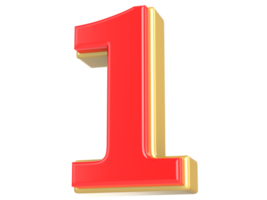 Number 1 3D Rendering png