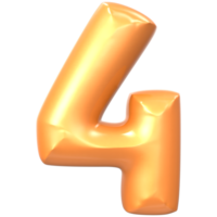 Gold Number 4 3D Render png