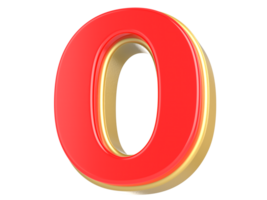 Number 0 3D Rendering png