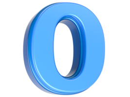 Blue Number 0 3D Rendering png