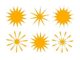 Sun symbols set collection isolated. Abstract forms and shapes for logo design templates, badges and stickers for posters, prints, banners, icon, web button, mobile app. vector