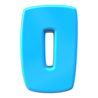 Blue Number 0 3D Render png