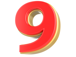 Number 9 3D Rendering png