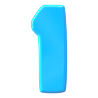 azul número 1 3d render png