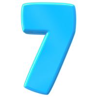 Blue Number 7 3D Render png