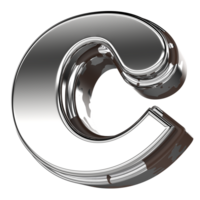Silver Letter c Small 3d Rendering png