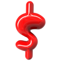 Red Symbol Dollar 3D Render png