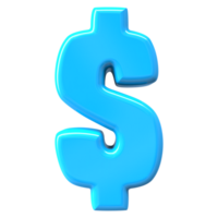 Blue Symbol Dollar 3D Render png