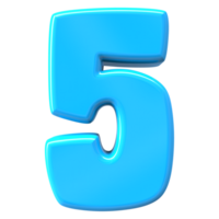 Blue Number 5 3D Render png