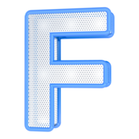 F Letter Blue 3D Render png