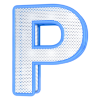 P Letter Blue 3D Render png