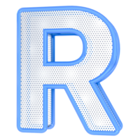 R Letter Blue 3D Render png