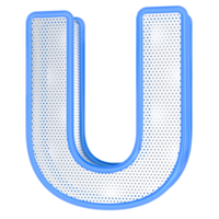 U Letter Blue 3D Render png