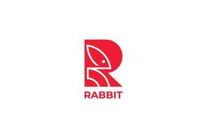 R latter rabbit minimal logo vector