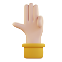 tre finger pekande upp hand gest 3d ikon illustration png