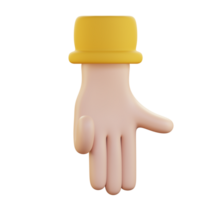 three finger pointing down hand gesture 3d icon illustration png