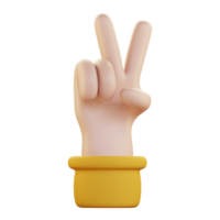 two finger hand gesture 3d icon illustration png