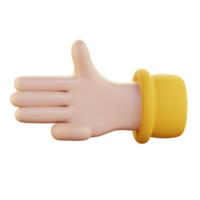 three finger pointing left hand gesture 3d icon illustration png