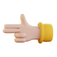 två finger pekande vänster hand gest 3d ikon illustration png
