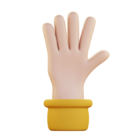 cinco dedo mano gesto 3d icono ilustración png