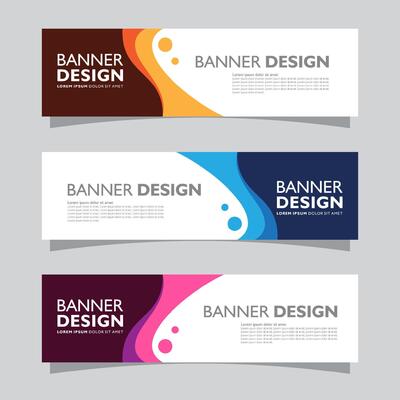 Vector set of landscape banner background design concept. Web background business layout template