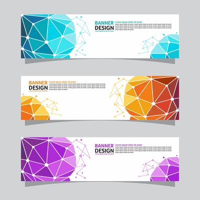 Vector set of landscape banner background design concept. Colorful background business layout template