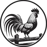 AI generated Rooster Sitting on a Fence Illustration vector