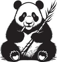 ai generado panda oso sentado y N comiendo bambú ilustración vector