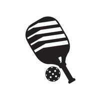 pickleball ball and paddle isolated vector on white,  simple illustration of ball with hole