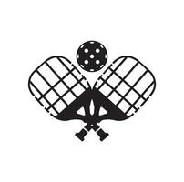 pickleball ball and paddle isolated vector on white,  simple illustration of ball with hole