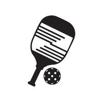 pickleball ball and paddle isolated vector on white,  simple illustration of ball with hole