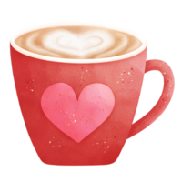 Watercolor Valentines Day Coffee Illustration png