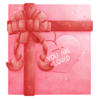 acuarela san valentin día regalo caja ilustración png