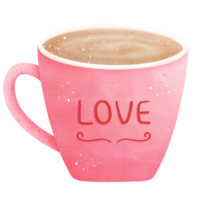 Watercolor Valentines Day Coffee Illustration png