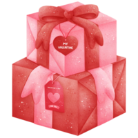 acquerello san valentino giorno regalo scatola illustrazione png