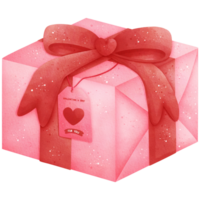 acquerello san valentino giorno regalo scatola illustrazione png