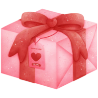 acuarela san valentin día regalo caja ilustración png