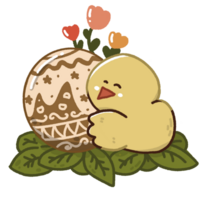 Chick with easter eggs png