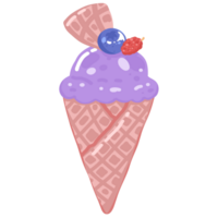 Ice cream cone with fruits illustration png