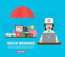 Online healthcare insurance concept design flat banner vector