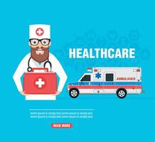 Healthcare concept design flat banner vector