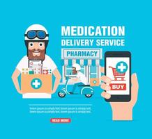 Medication fast delivery service concept modern design flat vector