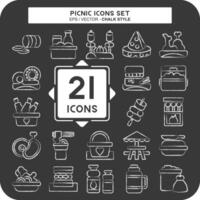 Icon Set Picnic. related to Holiday symbol. chalk Style. simple design editable. simple illustration vector