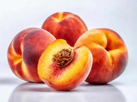 AI generated Generated Imagepeaches,Nectarine fruit isolated on white background photo